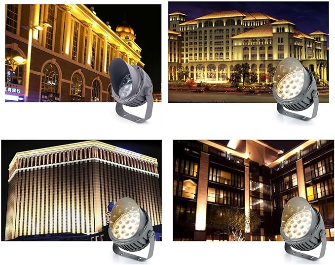 LED Outdoor Ground Lights - Rotation Spotlight 110-240V Long Beam LED Spotlight IP65 Waterproof Outdoor Light Long Beam Floodlights Narrow Light Wall Washer(Green27W)