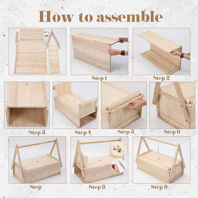Qualirey 1 Pack Unassembled Wooden Armadillo Traps 24 Inch Outdoor Live Armadillo Traps for Yard Garden Safe Humane Animal Trap for Groundhogs Stray Dogs Cats Raccoons (No Fragrance)