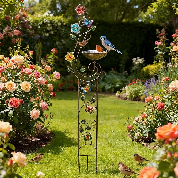 Vintage Iron Garden Trellis 60 Inch Rustproof Outdoor Plant Structure Easy Assembly No Tools Oxidation Iron Plant Stand
