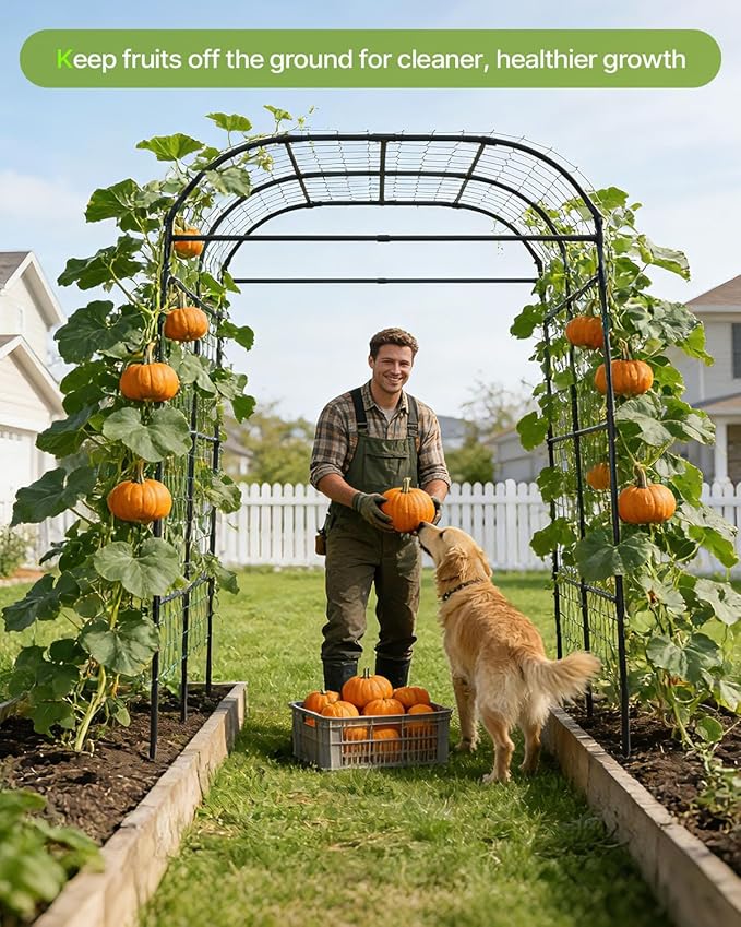 Suteck Tall Garden Arch Trellis 7.5ft – Metal Garden Arch for Climbing Plants Easy Assembly Outdoor Trellis for Vines &amp Flowers Home Gardeners