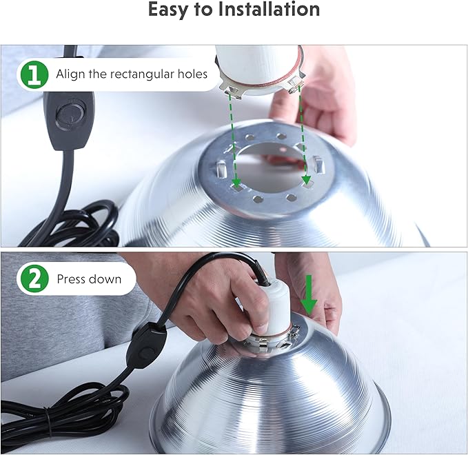 Simple Deluxe Clamp Lamp Light Socket with 10.5 Inch Aluminum Reflector and Bulb Guard Suit for Max 250 Watt Lamp (No Bulb Included) with 18/2-Gauge 6 Feet Cord 2-Pack