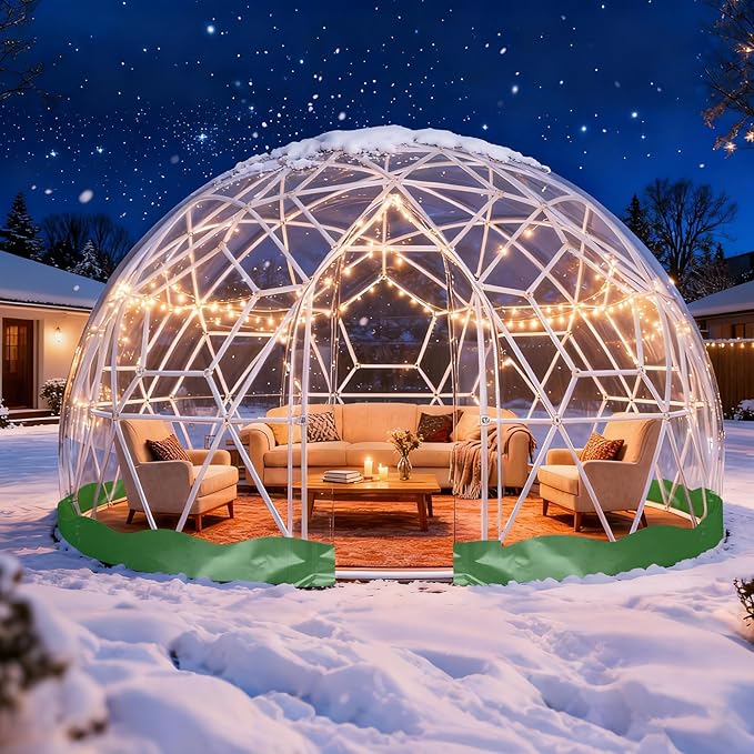 15 x 9.5 FT Garden Dome Tent Outdoor TPU Greenhouse for 8-12 Person Greenhouse Garden Tent with Window Waterproof Clear Dome Suitable for Camping Party Wedding Christmas