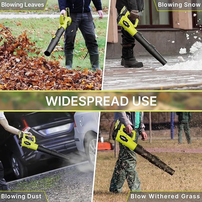 Leaf Blower 21V Cordless Electric Blower with 2 2.0Ah Batteries and 1 Hour Fast Charger Lightweight Leaf Blower for Patio Cleaning Lawn Care Blowing Fallen Leaves and Dust etc.