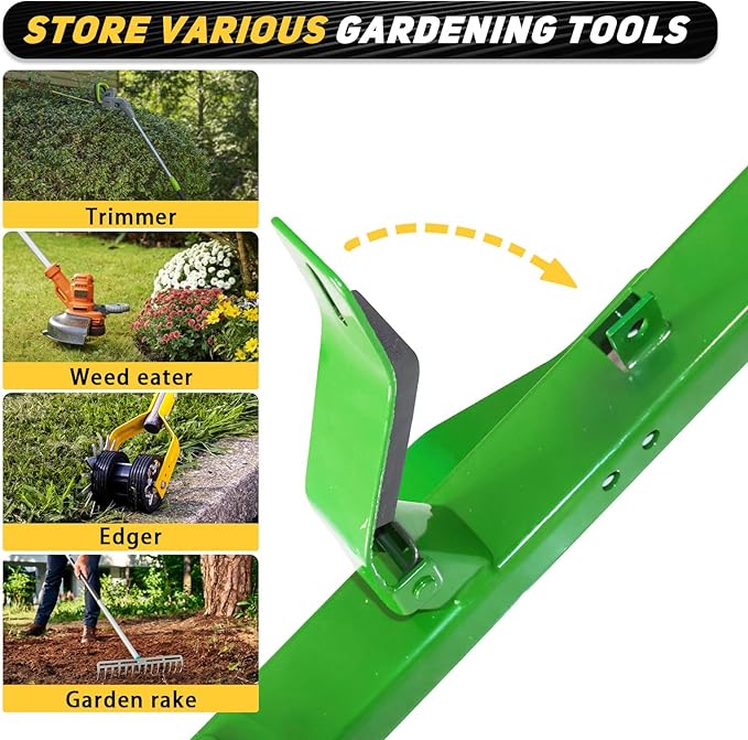 4 Place Trimmer Weed Eater Rack Fit for Open &amp Enclosed Trailer Walls Landscape Truck Weedeater Rack Holder Carrier with 4 Lock-Green