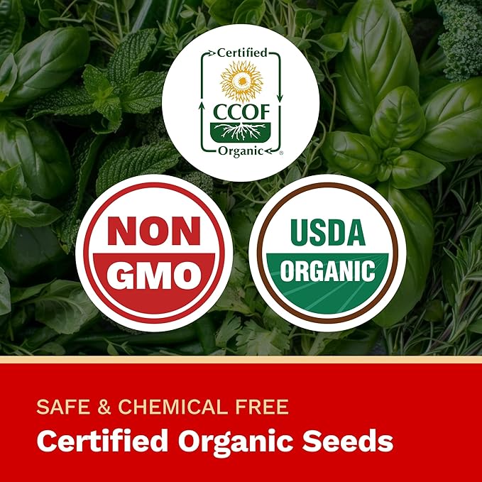 The Harvest Company Organic Pizza Garden Seed Collection – USDA &amp CCOF Certified Organic Non-GMO Open-Pollinated Seeds for Indoor &amp Outdoor Gardening 195 Seeds Total