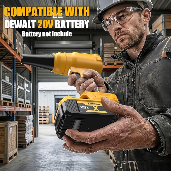 Electric Cordless Leaf Blower Dust Blower for DEWALT 20V Battery 140000 RPM Brushless High-Speed Motor Handheld Jet Fan Air Blower for Patio Cleaning Lawn CareBlowing Leaves and Dust -Tool only