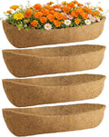 48in Arched Coco Liners for Window Planter Box - 4 Pack 100% Natural Coconut Coir Fiber Liner Replacement for Deck Flower Box Garden Railing Fence Trough Wall Planter Basket