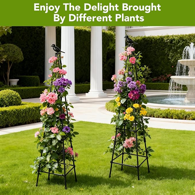 2 Pack Garden Trellis for Climbing Plants Outdoors 70inch Tower Obelisk Trellis for Potted Climbing Plants Plant Support for Potted Flowers Roses Tomatoes Cucumbers &amp Vegetables