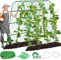 Cucumber Trellis for Raised Bed U-Shape Garden Trellis for Climbing Plants Outdoor with Climbing Net and Plant Support Clip for Tomato Bean Grape Zucchini63 x 47 Inch