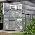 6x8 FT Walk-in Greenhouse Kit with Polycarbonate Panels &amp Aluminum Frame Green Houses for Outside with 2 Vents Greenhouses for Outdoors with Lockable Door Backyard Discovery Greenhouse (Black)