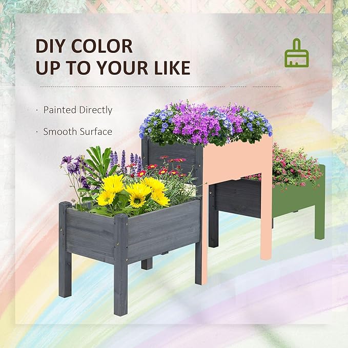 73x18x32 3Tier Raised Wood Garden Planter Durable Finish All-Season Durability Freestanding Grey Heavy-Duty Structure Weather-Resistant