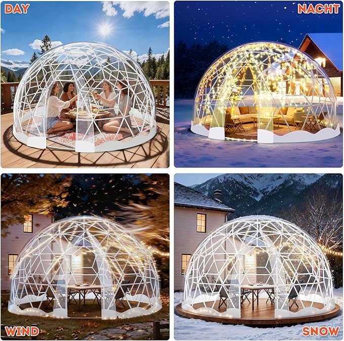 Garden Dome Tent 9.6/12/15 ft Outdoor Clear Bubble Tent for 2-8 Person All-Weather Geodesic Dome Greenhouse with Window &amp Door PVC Transparent Tent for Patio Camping Party