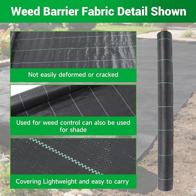 Weed Barrier Fabric Planting Cover - 3 x 250 FT Heavy Duty Landscape Fabric Ground Cover Block for Outdoor Planting