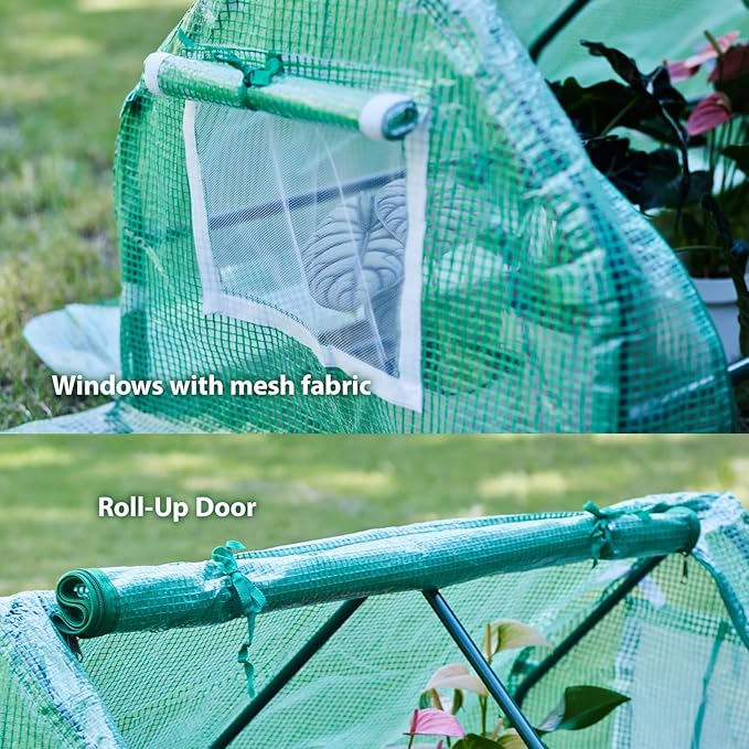 47.2 L × 23.6 W × 23.6 H Mini Greenhouse for Indoor OutdoorPortable Mini Greenhouse Heavy-Duty PE Plant Cover Tent  Tabletop Greenhouse for Small Plants Seedling Humidity Dome Green