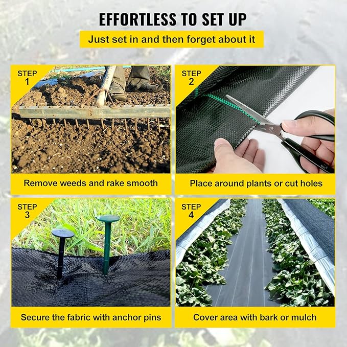 Heavy Duty 3FT x 500FT Woven Weed Barrier Landscape Fabric - 5OZ Gardening Weed Blocker Geotextile Drainage &amp Driveway Ground Cover for Landscaping and Weed Control