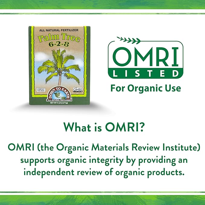 Down To Earth All Natural Fertilizers Organic Palm Tree - Plant Food for Palms Cycads Exotic and Tropical Plants 6-2-8 5 lb