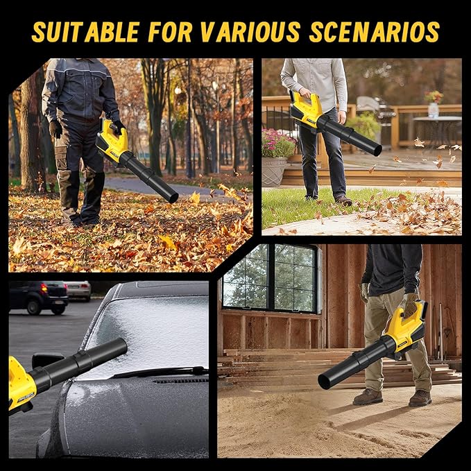 Cordless Leaf Blower Fit for Dewalt 20V 650 CFM Electric Handheld Leaf Blower with Brushless Motor Built-in Protection Variable Speed Turbo Mode for Driveway Lawn Care Yard Snow(Tool ONLY)