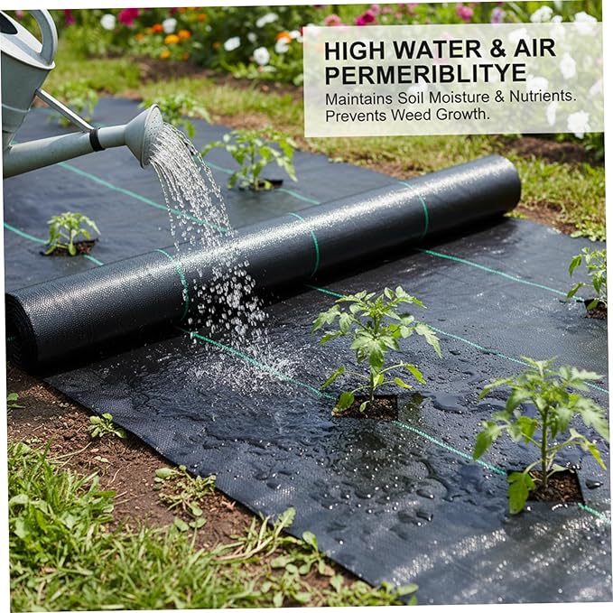 Geotextile Fabric Heavy Duty Weed Barrier Fabric Woven 1x20m Ground Cover for Garden Driveway &amp Yard Black..