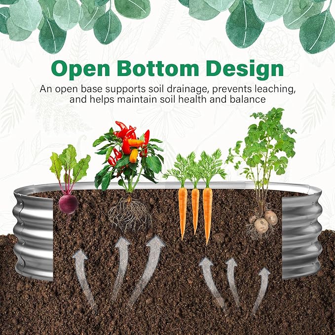 HGD Galvanized Raised Garden Bed Kit Galvanized Planter Garden Boxes Outdoor Oval Large Metal Raised Garden Beds for Vegetables &amp Flower