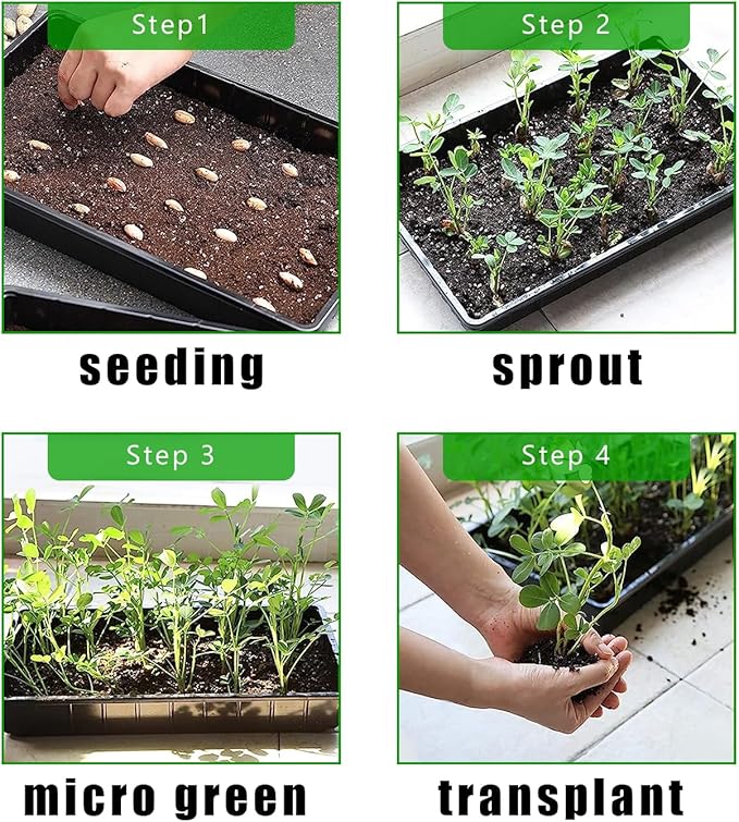 20 Pack 1020 Trays No Drain Holes 20 x 10 Extra Thick Heavy Duty Seed Starting Trays -Reusable Propagation Flats for Microgreens Seedlings Plant Germination Fodder and Transplant
