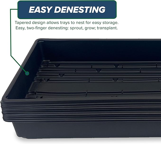 10 Plant Growing Trays (WITH Drain Holes) - 20 x 10 - Perfect Garden Seed Starter Grow Trays: For Seedlings Indoor Gardening Growing Microgreens Wheatgrass &amp More - Soil or Hydroponic
