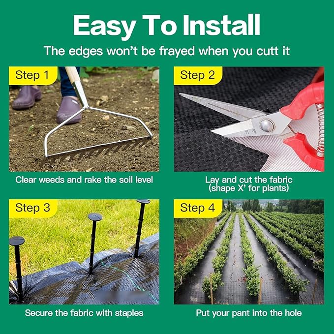 6FT x 300FT Weed Barrier Landscape Fabric Premium Heavy Duty Woven Garden Ground Cover Weed Block Control Mat Cloth for Gardening Planting Farming Landscaping Flower Bed Driveway