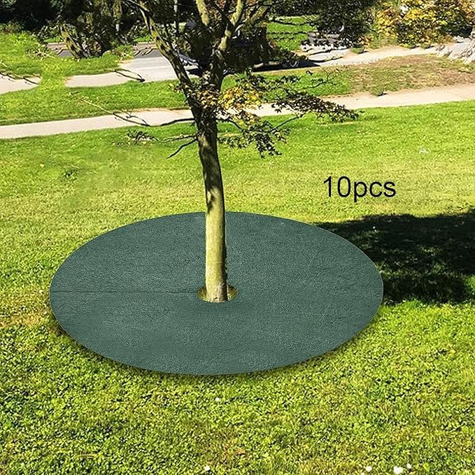 10X Tree Mulch Rings for Weed Control Protection Mats Landscape Reusable Plant Cover Tree Protector Weed Barrier Fabric Green- 82cm 10cm Hole