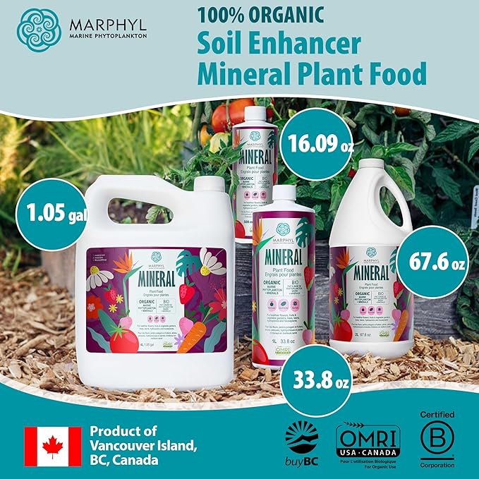 MARPHYL Organic Minerals Liquid Fertilizer – Essential Trace Mineral Blend for Healthy Plant Growth Improves Nutrient Uptake for Garden Flowers Vegetables Succulents &amp Hydroponics