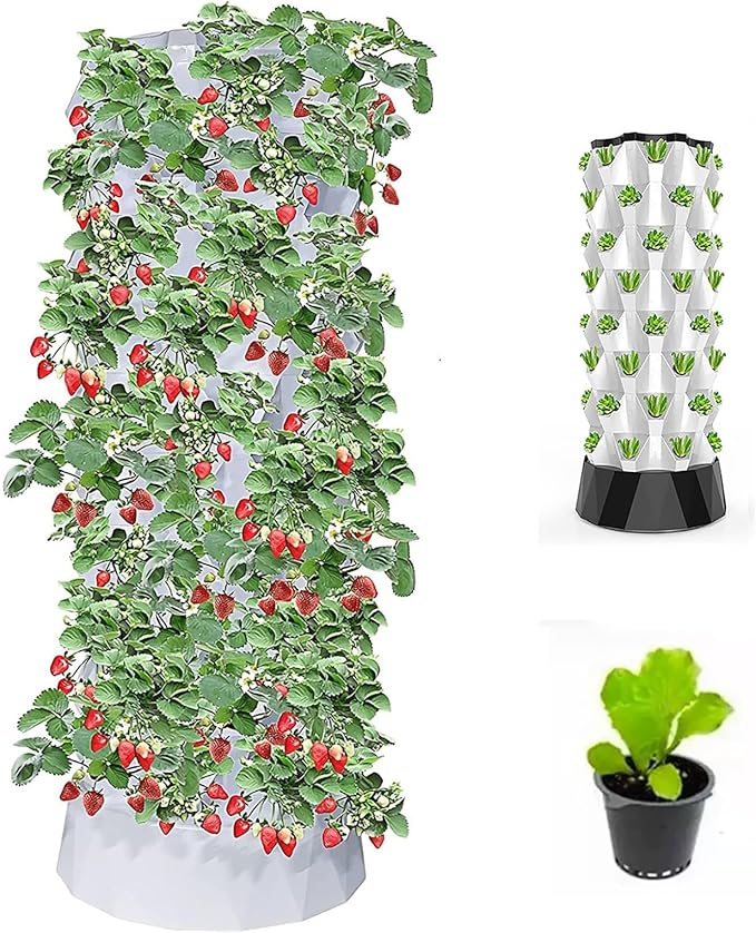 Vertical Hydroponic Tower GardenIndoor And Outdoor Hydroponic Growing Kit Diy Soilless Growing With 48/64/80 Growing Points For Growing Herbs Fruits And Vegetables8layers