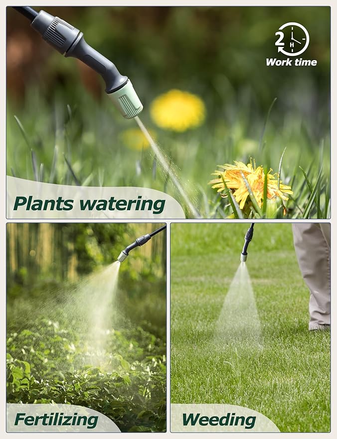 innhom Garden Sprayer Battery Powered Sprayer Electric Sprayers in Lawn and Garden with Adjustable Nozzle 1.35 Gallon/5 L