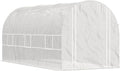 Outsunny 14.6' x 6.6' x 6.6' Walk-in Tunnel Greenhouse Large Garden Hot House Kit with 6 Roll-up Windows &amp Roll Up Door Steel Frame White