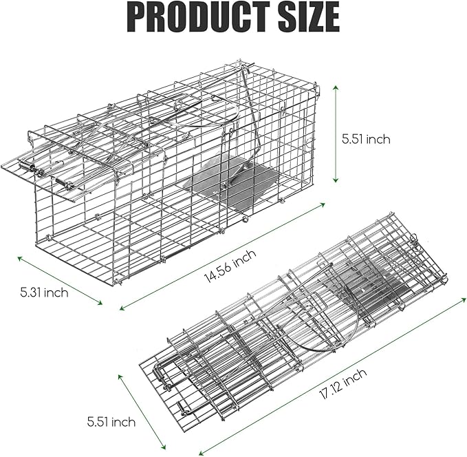 Rat Trap Humane Live Animal Trap Outdoor &amp Indoor Use Reusable Mouse Rodent Trap for Mice Rats Chipmunks Voles Heavy Duty Collapsible Metal CageEasy Catch &amp ReleaseHigh Sensitivity Tri