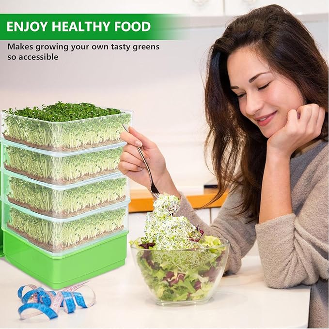 Stackable Sprouter Kit 4 Tier Sprouting Kit Microgreens Growing Tray for Small Kitchens Balconies Or Limited Home Growing Spaces (Without Sunshade)