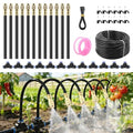 Automatic Drip Irrigation Kits - Garden Watering System with 360° Bendable Spray Adjustable Copper Atomizing Nozzles for Yard Lawn Raised Bed Greenhouse Potted Plants (15 Nozzles 50FT Hose)