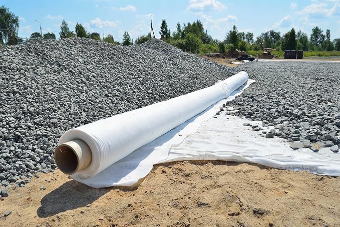 CHAOMIN 5oz Heavy Duty Non-Woven Geotextile Fabric for Drainage and Landscape - Durable Weed Barrier for Driveway Stabilization and Erosion Control(White1mx60m/3.3ftx197ft)