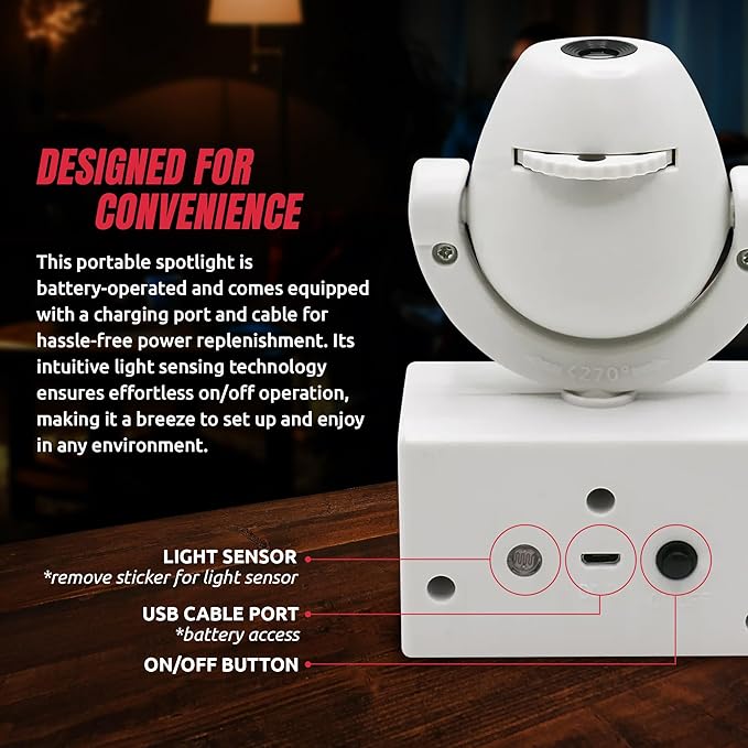 Sporticulture NCAA American Football Mississippi Ole Miss - Adjustable Led Mini Spotlight Projector with 6 Team Logo Designs - Portable &amp Rechargeable Spotlight - Battery-Operated - 4.375” x 3.125