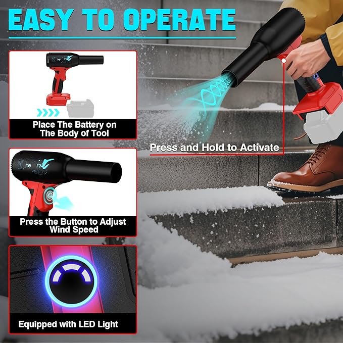 500W Cordless Air Duster for Milwaukee 18V M18 Battery 400G High Power Wind Speed Compressed Air Blower Rechargeable Electric Jet Dry for Keyboard PC Electronics Cleaning Replace Canned Air