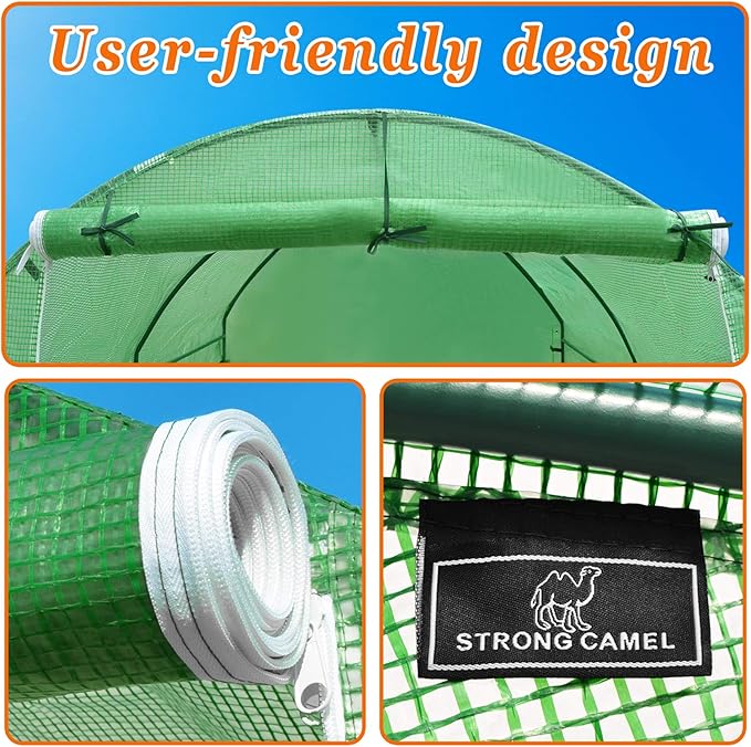 Strong Camel Portable Greenhouse Cover Larger Walk in Greenhouse Replacement Cover Top(12'X7'X7' (Cover Only))
