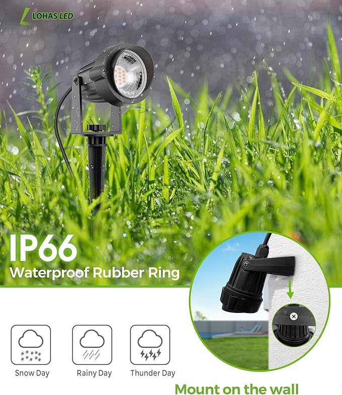 LOHAS Landscape Spot Lights Outdoor 5w 2pack+Flood Lights Outdoor 50W 2pack