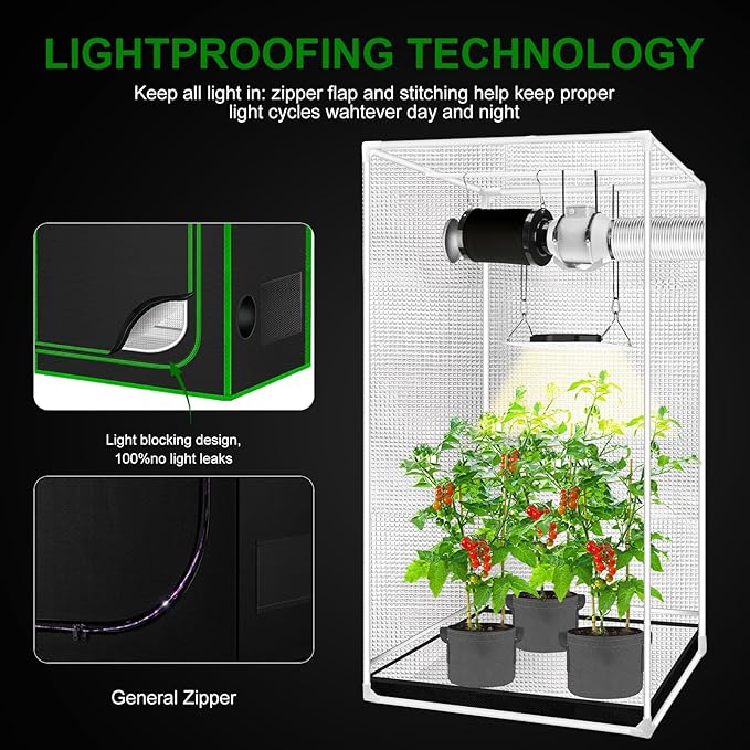 MELONFARM Small Grow Tent for Aerogarden18”x18”x55” Hydroponics Growing System Highly Reflective 600D Diamond Mylar Canvas with Ventilation window and Floor Tray for Hydroponic Indoor Plant Growing
