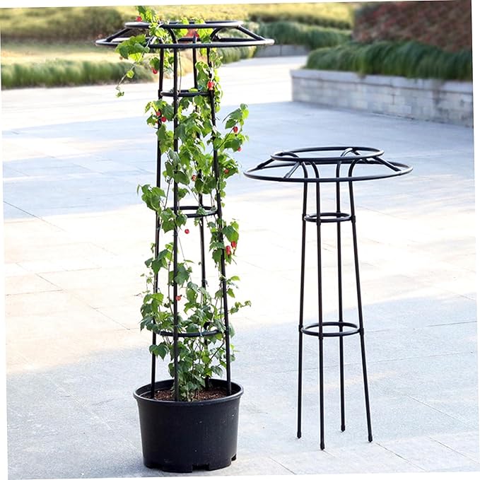 Garden Trellis for Climbing Plants Umbrella Shaped Ventilated Plant Trellis Plastic Wrapping UV Protection Metal for Potted Plant Long 57inGarden for Climbing Plants
