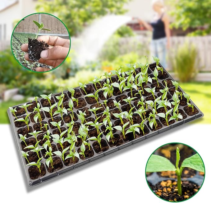 72 Cell Seed Trays Thick Durable 72 Cell Plug Tray Seedling Plastic Nursery Tray for 1020 Flat Germination (10-Pack 21×11 1.81 Height Low)
