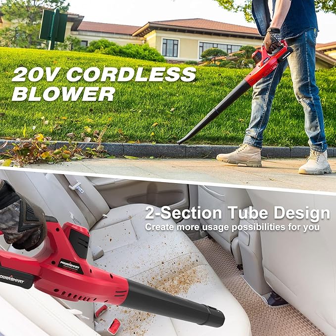 PowerSmart 20V Cordless Leaf Blower Tool Only Lightweight &amp Portable Electric Blowers for Lawn Care Gutter Patio Jobsite(PS76102)