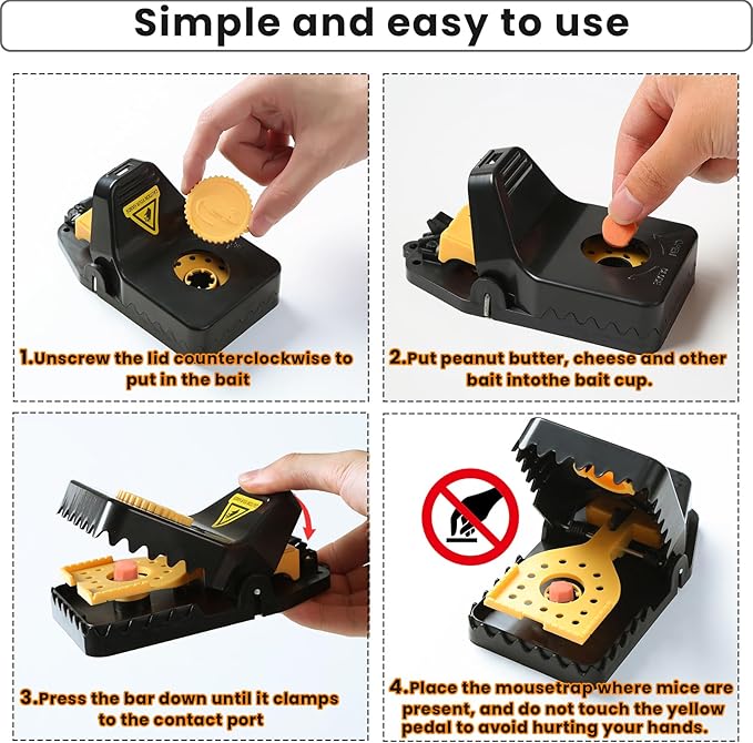 Mouse Traps Rat Trap Quick Effectively Best Mouse Trap Reusable Plastic Mousetraps Used Indoor &amp Outdoor Mice Snap Traps for Basement/Garage/Attic Anywhere 9set(2L+6s+1*Clip)