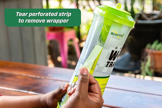 RESCUE! WHY Trap for Wasps Hornets &amp Yellowjackets – Hanging Outdoor Trap - 4 Traps