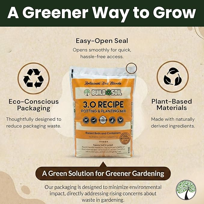 BuildASoil Potting Soil Recipe 3.0 - Organic Living Potting Soil Mix for Indoor and Outdoor Plants Water-Only Formula Well-Draining Indoor Garden Dirt for Full Growth Cycle - 35 lbs