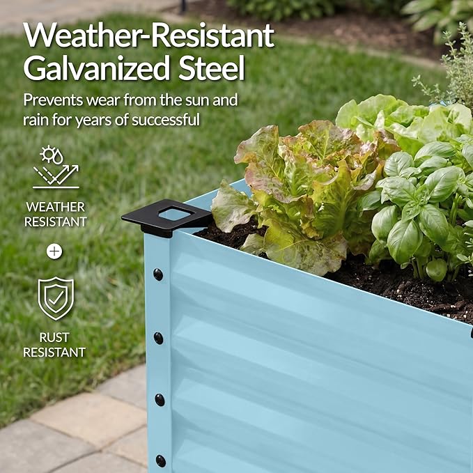 Best Choice Products 48x24x30in Galvanized Raised Garden Bed Metal Elevated Planter Box Vegetable Garden for Backyard Patio Balcony - Mist Blue
