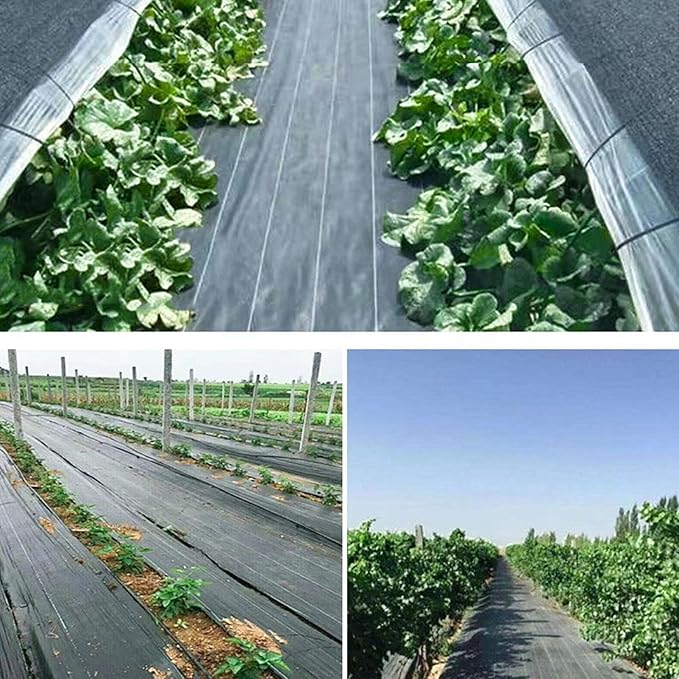 Garden Weed Barrier Landscape Fabric Durable Ground Cover Mat Weed Control Cloth Breathable Woven Geotextile Fabric for Vegetable Flower Bed Black(1.8x100m)