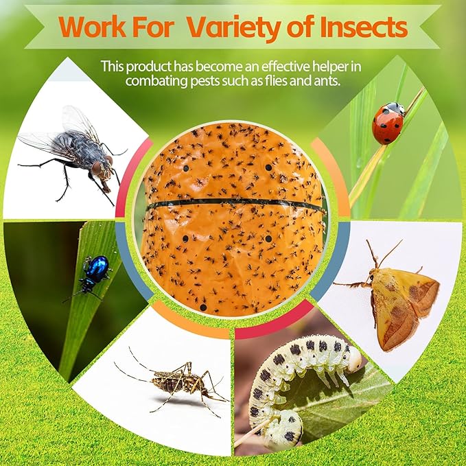 12 Rolls (30 Feet Each) Spotted Lantern Fly Tree Trap Outdoor Fruit Fly Sticky Strips Paper Ant Insect Sticky Barrier Tree Trunk Wraps to Protect Trees Plants Lawn Garden(Orange)