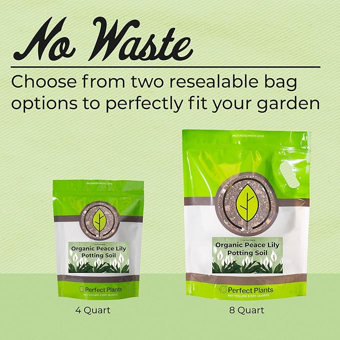 Organic Peace Lily Potting Soil by Perfect Plants | Organic Premium Mix | Use with Peace Lily Pothos or Other House Plants (8qt)